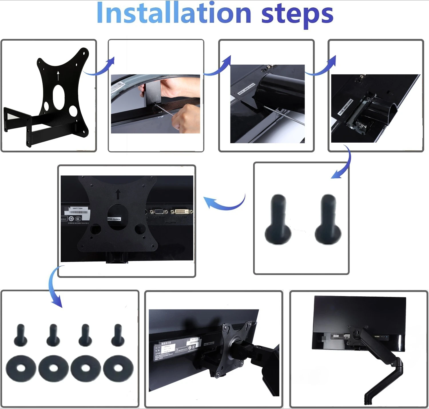 New VESA Adapter for LG 24MP58VQ 24MP59G 24MP60VQ by Mount Bracket for VESA 75x75 &100x100 Monitors Arms