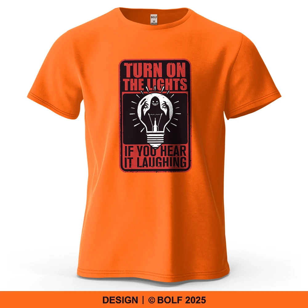 Light Up The Fear Eerie Bedrucktes Herren-T-Shirt aus 100 % Baumwolle, übergroße Alarm-Grafik-T-Shirts für Damen, Tops, T-Shirts, lässige Streetwear