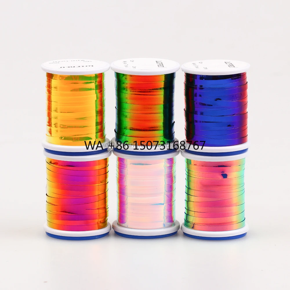 

Плоская майларовая мишура шириной 1 мм, 2 мм, материал для завязывания мушек для рыболовных приманок нимфа, металлическая мишура Flashabou