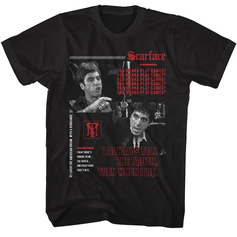 

Scarface You Wanna Play Games Black T-Shirt