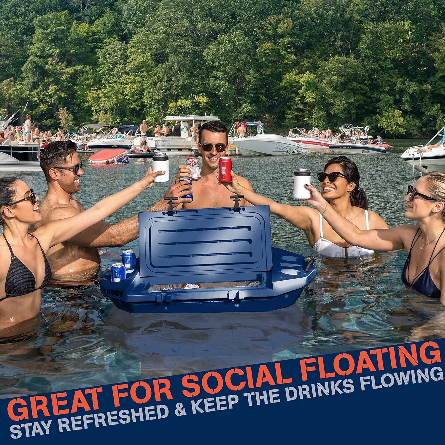 Cuddy Floating Cooler and Dry Storage Vessel – 40QT – Amphibious Hard Shell Design - Multiple Color Options