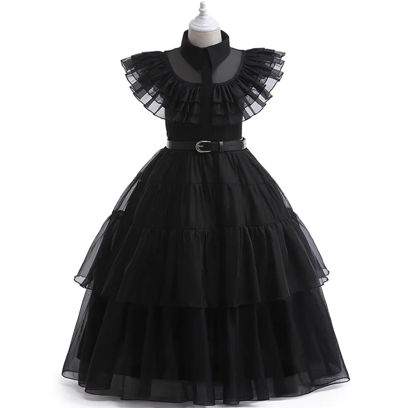 Movie Wednesday Costume for Girls 3-12 Years Gothic Winds Wednesday Cosplay Costume for Kids Halloween Carnival Party Dress