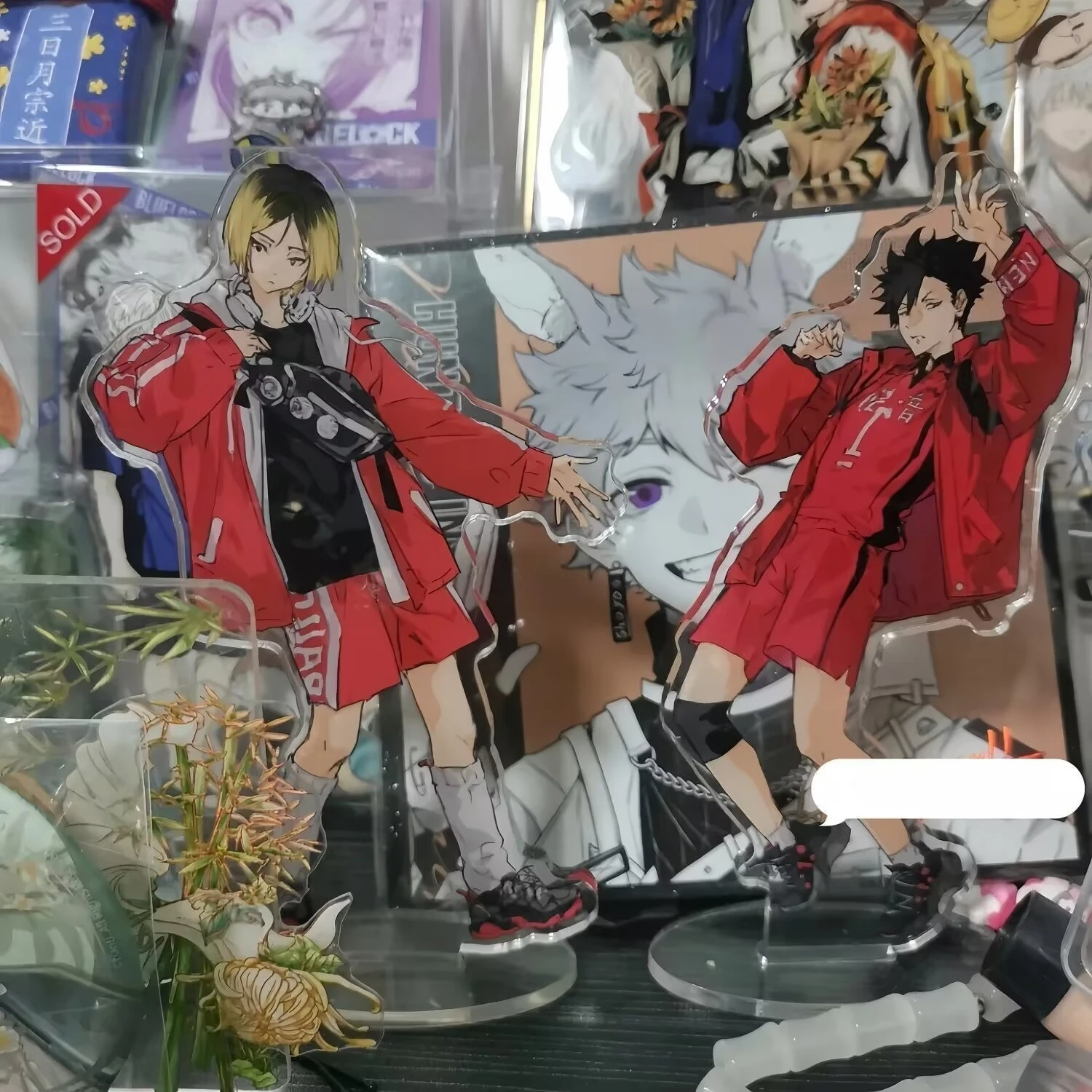 하이큐!! 아크릴 양면 이중층 스탠딩 사인 '외로운 발톱 연마, 검은 꼬리 철랑' 데스크탑 장식