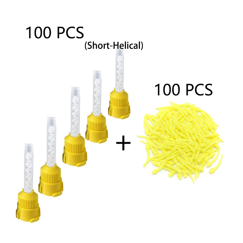 50/100 Stück Dental-Mischspitzen, Einweg-Mischköpfe für Silikonkautschuk, gelb, 1:1, Dentalmaterialien
