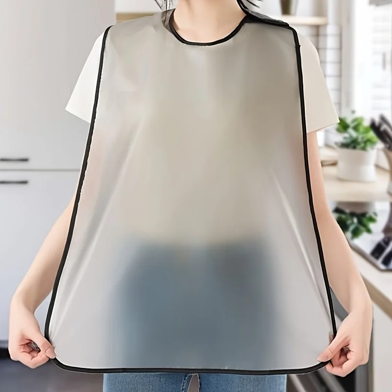 Waterproof and Oil-Proof Adult Bibs for Elderly Eating Reusable TPU Material Splash-Proof Drool Cover