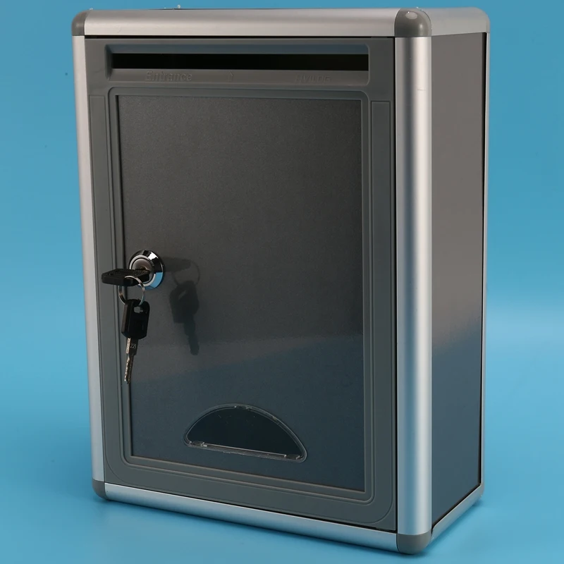 PZHI-Vintage Lockable Secure Mail Letter Post Box Mailbox Post Box For Home Garden Ornament Decor