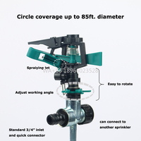 Automatic Lawn Sprinkler, Oscillating Irrigation System with Zinc Connector for Grass and Garden Care