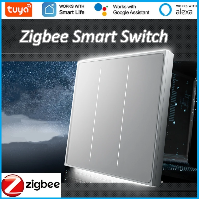 

MOES ZigBee Smart Light Switch 2in1 Neutral Wire Required,Tuya APP Control,Compatible with Alexa Google Home,Star Feather Design