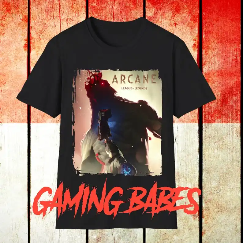 Unisex Gaming shirt Warwick and Vi fighting scene variant 2 / Softstyle Tshirt / Anime shirt / Arcane /