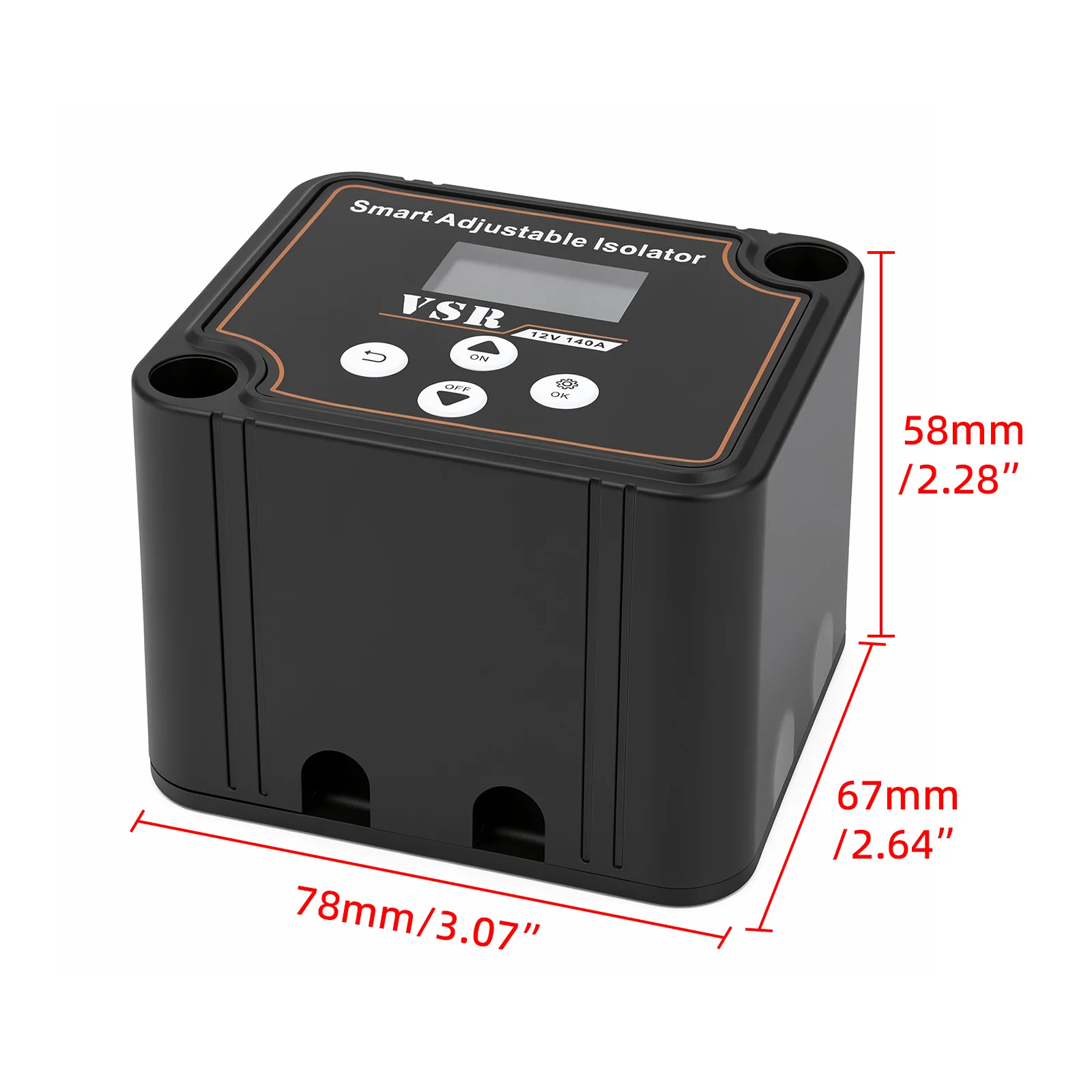 12V 140A Adjustable Dual Battery Isolator LCD Display Voltage Sensitive Split Charge Relay Voltage Setting VSR for Camper Car RV