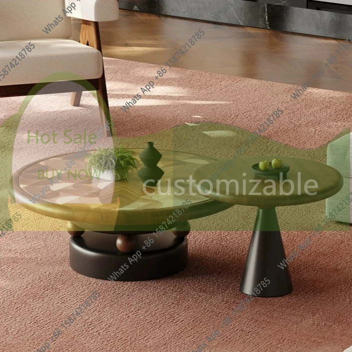 

u- Retro coffee table new living room home designer creative high-end round coffee table y