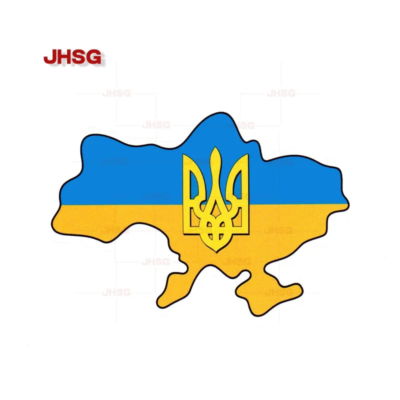 

JHSG 1 pack ukrainian flag trident car sticker map decal ukraine auto parts auto parts vinyl waterproof decal pvc custom