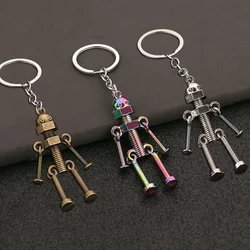 Creative Screw Robot Keychains Vintage Movable Metal Robot Key Rings for Women Men Car Backpack Phone Pendant Accessories Gifts