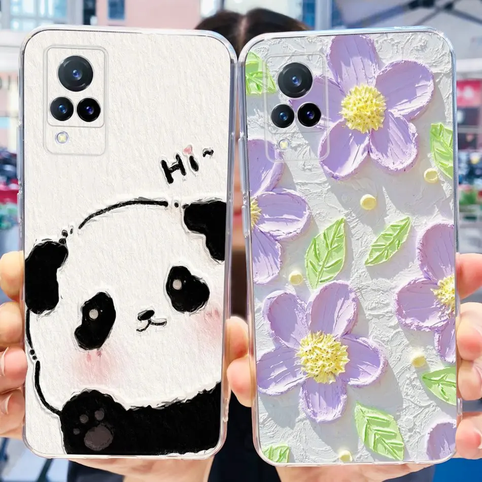 For Vivo V21 4G 5G Cute Panda Cartoon Phone Case For Vivo V21 V2050 V2066 V2108 Soft Silicone TPU Cases