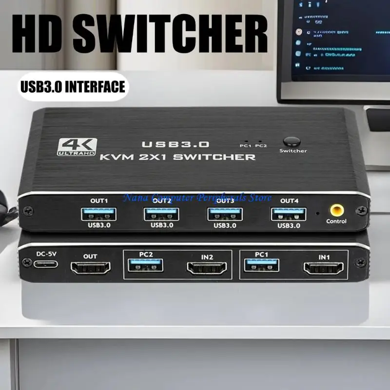 

F68C 2-портовый KVM-переключатель HDTV 4K60 Гц USB-клавиатуры Совместное использование мыши для двух компьютеров
