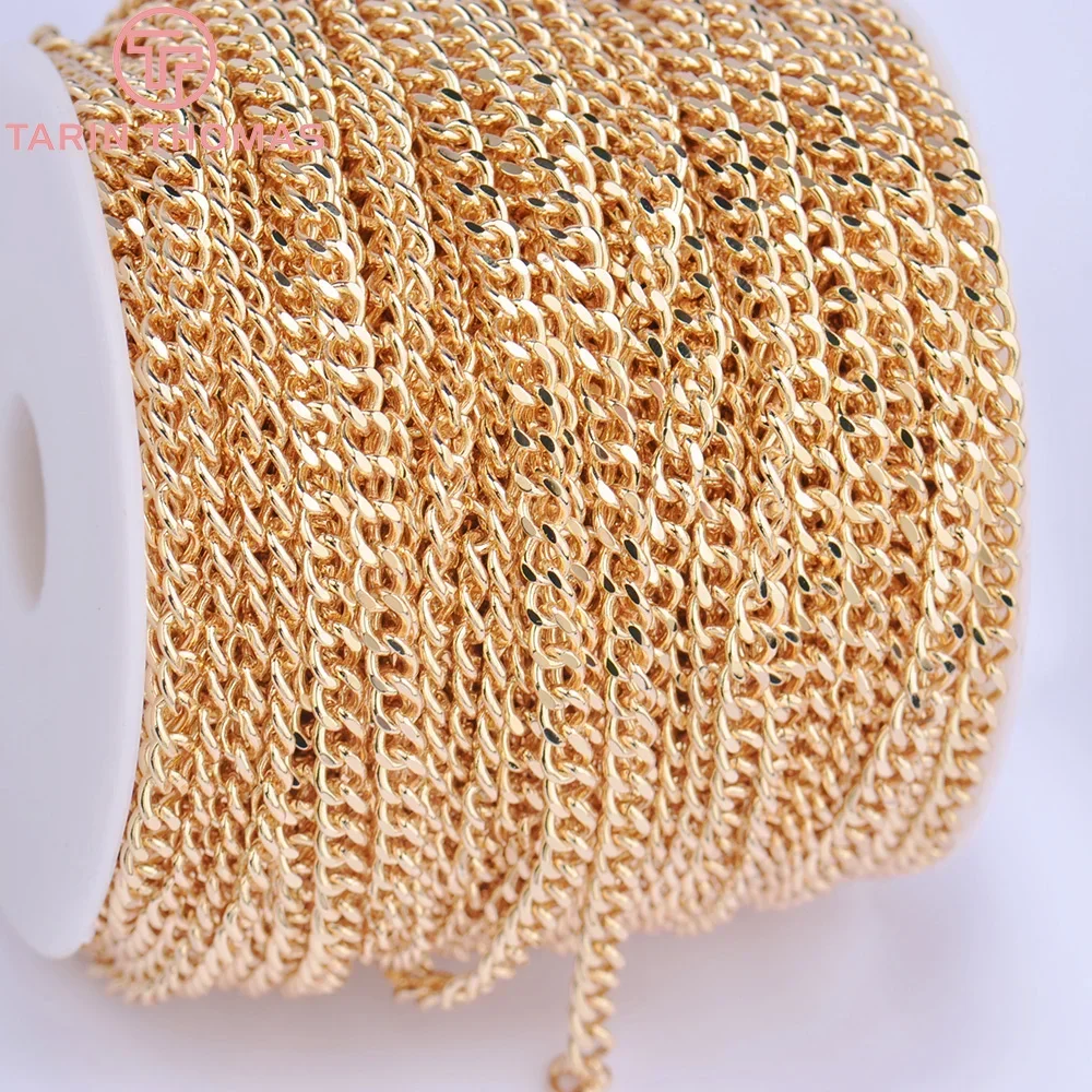 (4624)2 Meters Chain Link 4x5MM 24K Gold Color Brass Necklace Chains Bracelet chains Diy Jewelry Findings Accessories Wholesale