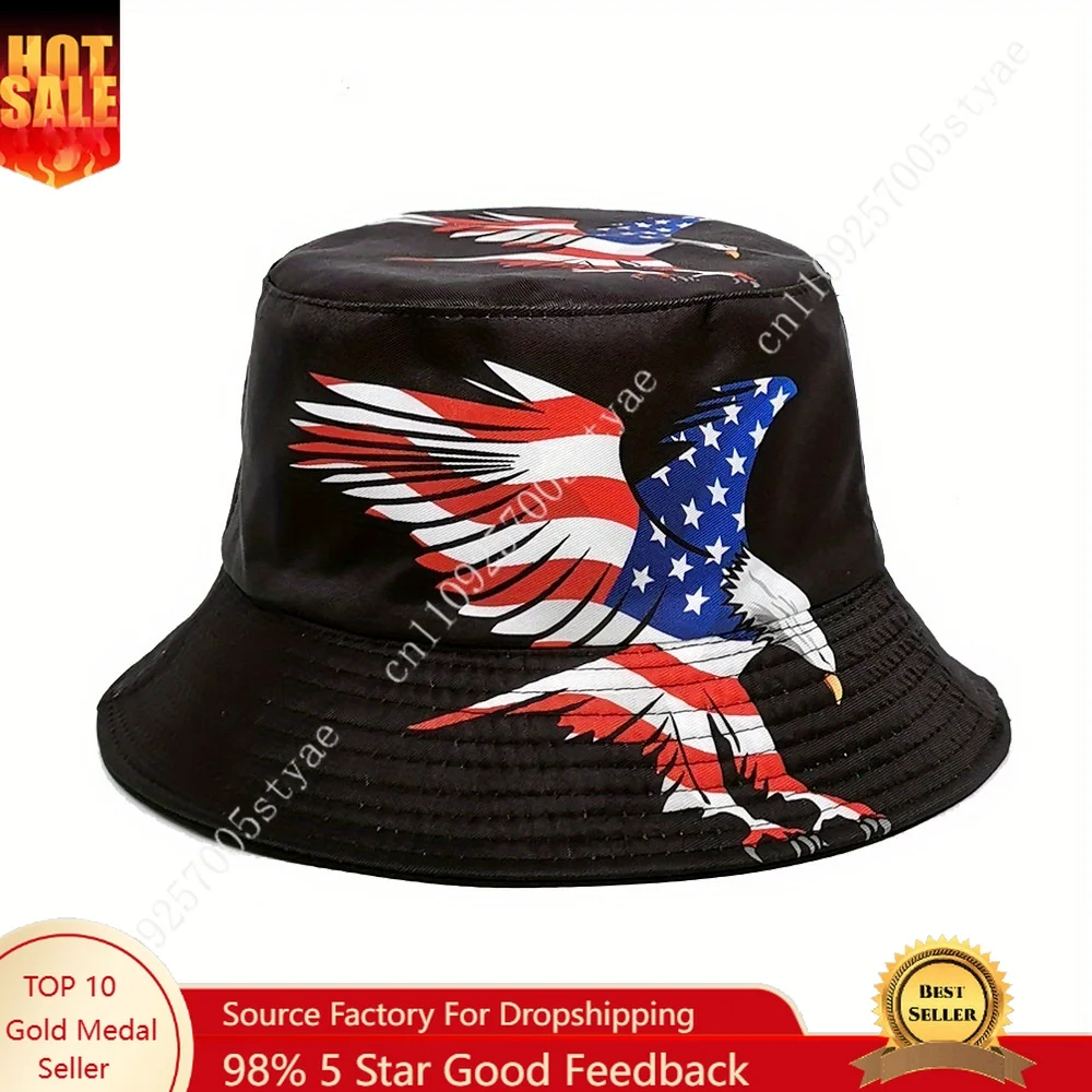 

Eagle National Flag Hat Bucket Hats Men Women Packable Fisherman Cap Fashion Sunhat Dad Hat Trucker Caps for Beach Travel