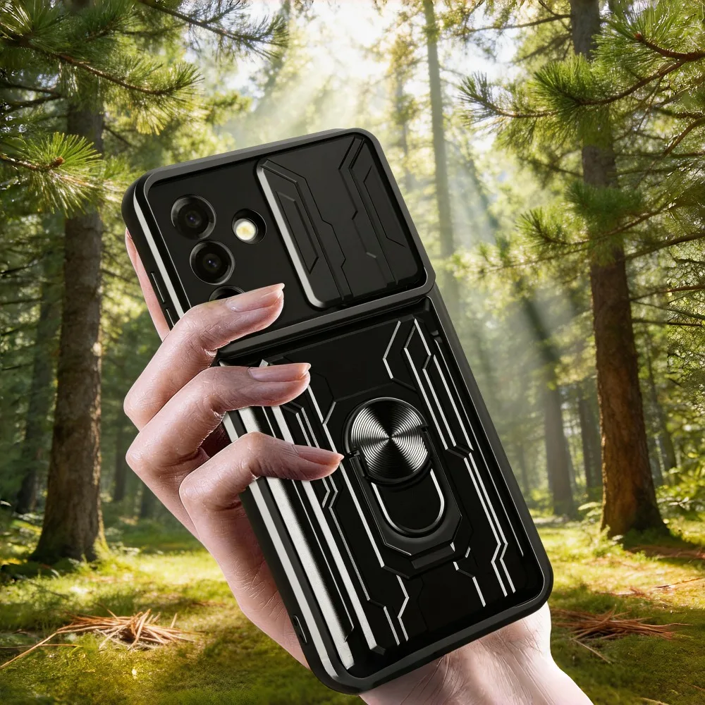 Phone Case For Samsung S25 FE/S24 FE/S23 FE/S21 FE/S20 FE/ Card Slot Camera Protect Capa Armor Metal Ring Holder Cover