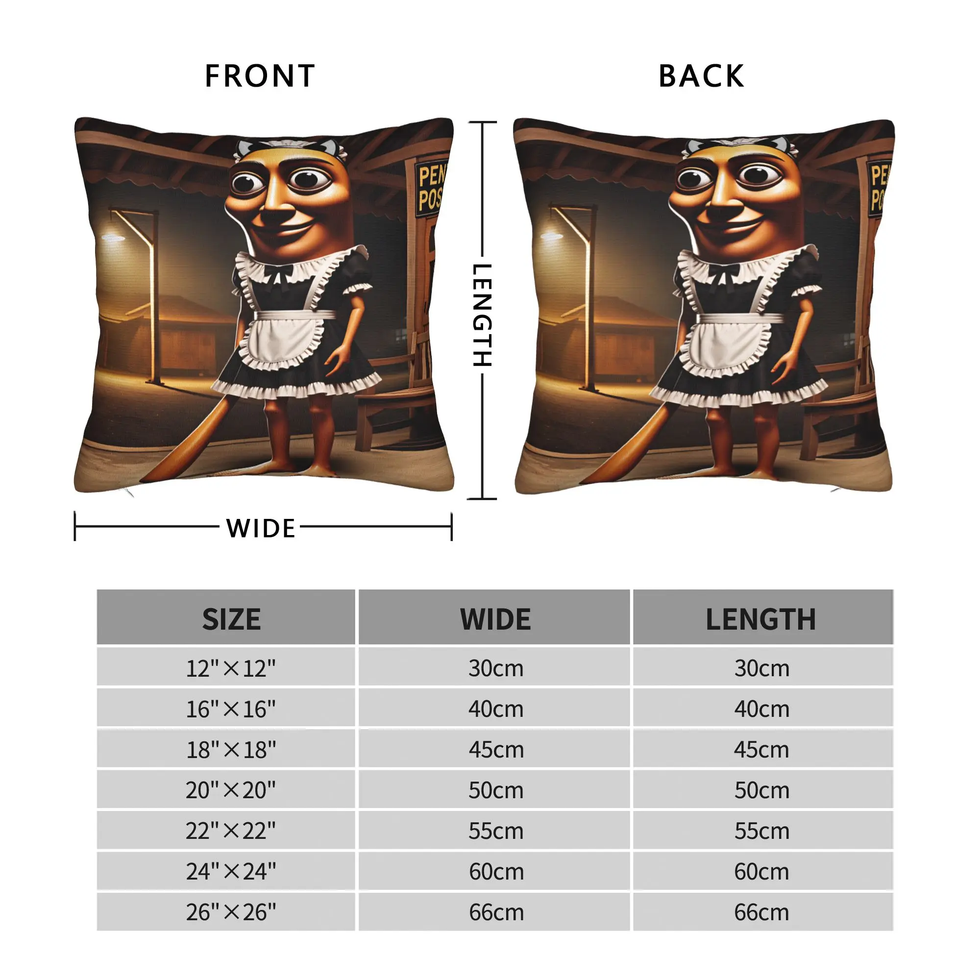 Tung Maid Outfit Character Baseball Bat Night Pillowcases Cute Funny Pillow Case For Sofa Couch Bed Living Room Pillow Cover