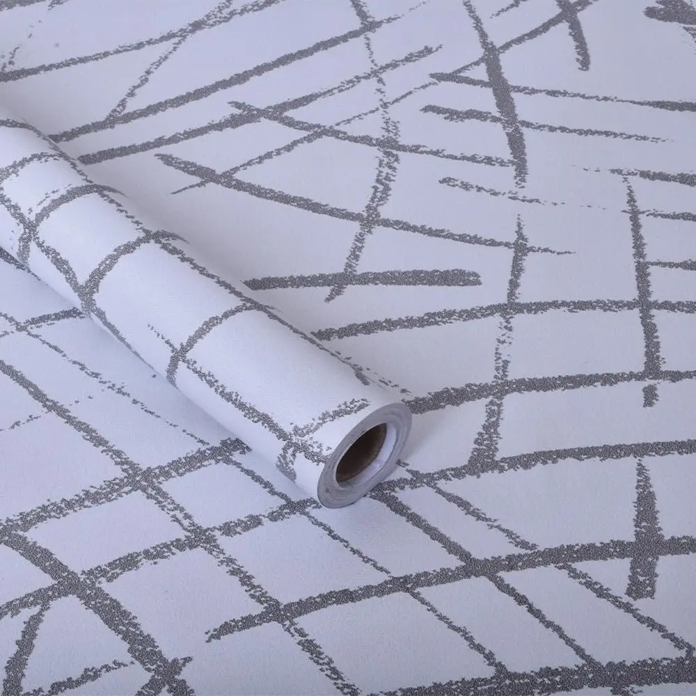 Modern Peel and Stick Wallpaper Geometric Abstract Removable Wallpaper Boho Gery and White Self Adhesive Wallpaper Wall Decor