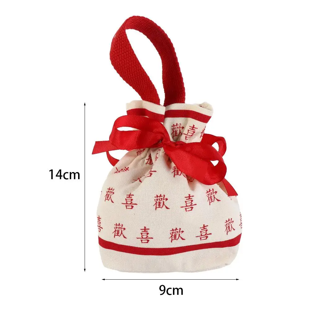 Sweet Floral Canvas Drawstring Bag Letter Korean Style Festive Sugar Bag Bucket Bag Jewerly Packing Bag Bowknot Handbag Party