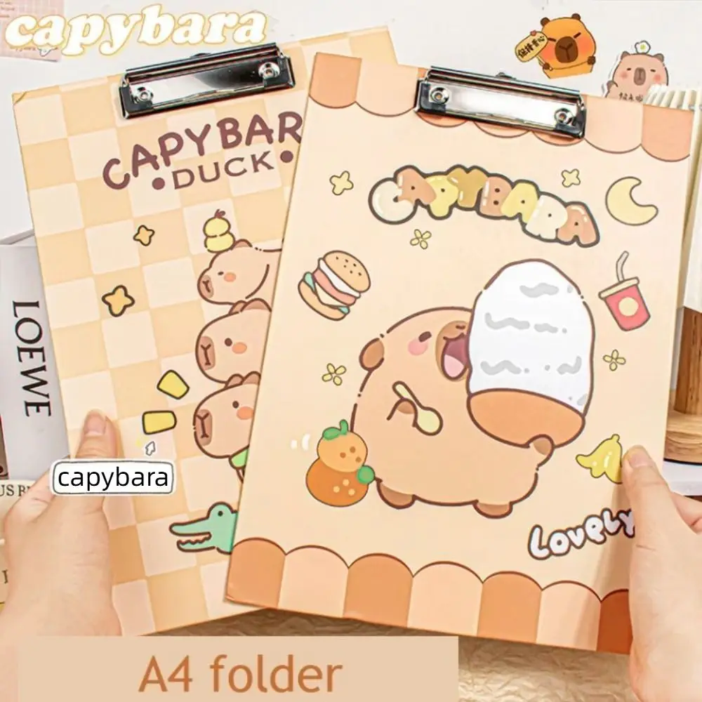 Aesthetic A4 Board Clip Folder File Storage Good-looking Capybara File Folder Paper Holder Document Writing Clipboard