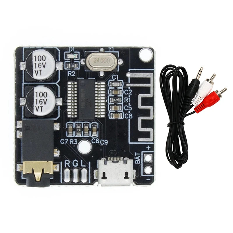 BT5.0 Audio Receiver+One-To-Two Audio Cable Parts MP3 Bluetooth Decoder Lossless Car Speaker Audio Amplifier Board Module