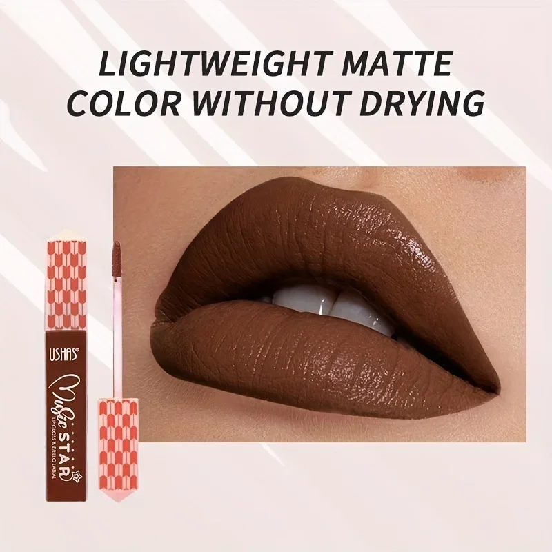 1Pc Make-Up Matte Nude Liquid Lippenstift 6 Kleuren Waterdichte, Langdurige Lipgloss Sexy Rood Roze Fluwelen Lippenstift Vrouwen Cosmetisch