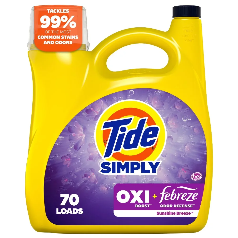 

Liquid Laundry Detergent Oxi Boost with Febreze Odor Defense Sunny Breeze Scent 94 Fl Oz 70 Loads for Washing Machine