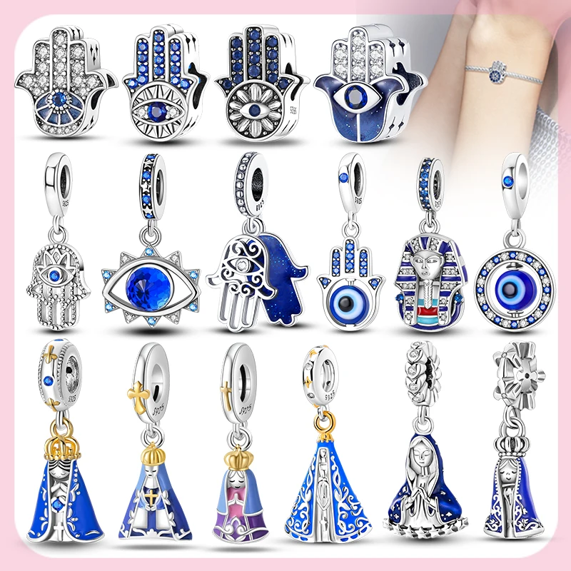 925 Sterling Silver Magic Eye Virgin Mary Series Charm Pendants Fit Original Charm Bracelet DIY Beads For Women Jewelry Gift