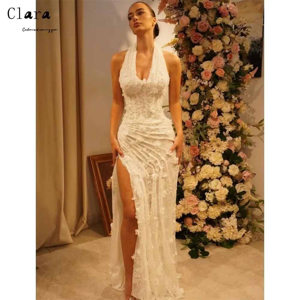 클라라 맞춤형 플로럴 레이스 피쉬테일 사이드 슬릿 이브닝 드레스 여성 우아한 드레스 여성용 롱 파티 드레스 럭셔리 2025 드레스