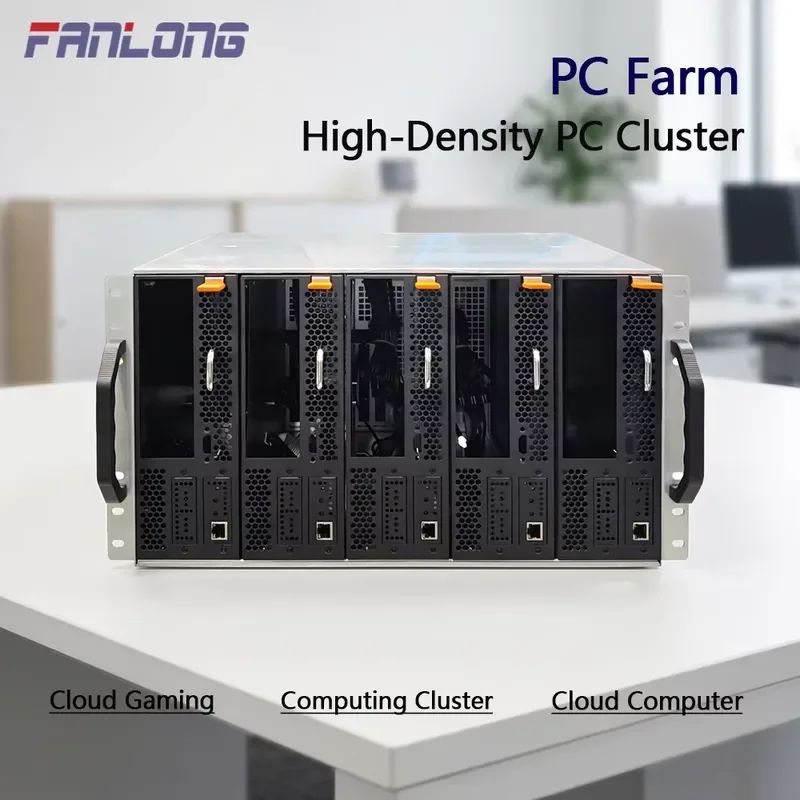 BOLRZO PC Farm6U 5-Node Rack Server Chassis Cloud gaming Remote Management Cloud Computing