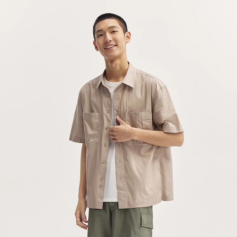 Semir chemise à manches courtes hommes vêtements de travail en plein air veste été coton couleur unie à la mode chemise polyvalente