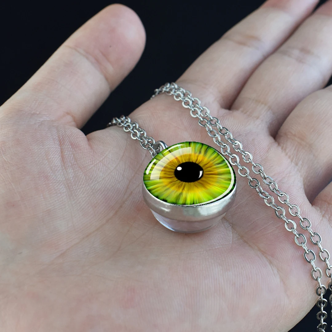 Eye Necklace Spherical Double sided Glass Material Eye Radiant Pendant Art Style Friend Gathering Gift