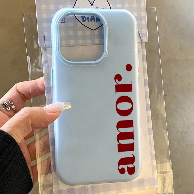 Red Amor. Letter Print Personalized Phone Case For Samsung Galaxy S26 S25 S24 S22 S21 Ultra Plus A54 A37 A56 Cover Jelly Bumper view 5