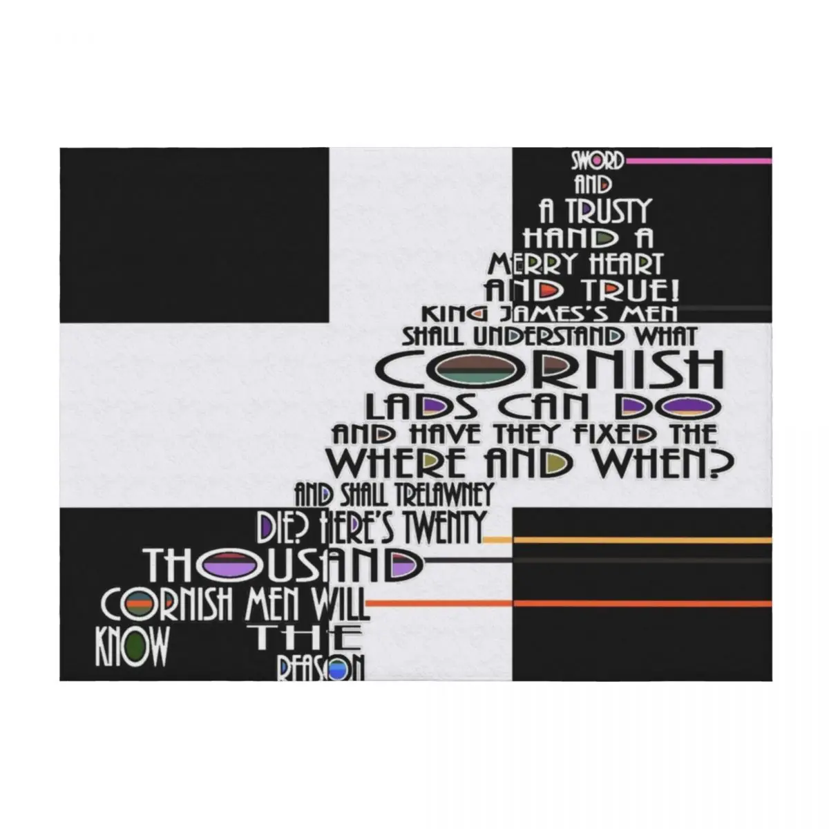 

Map of Cornwall with Cornish Anthem - Trelawney Throw Blanket Thin Beach Soft Plaid Blankets