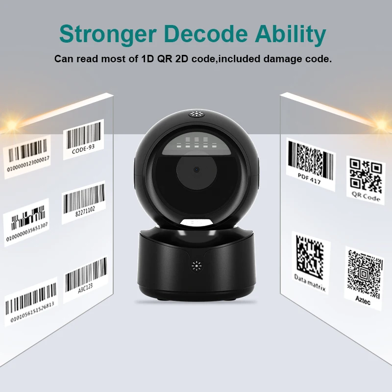 Supermarket Mobile Phone Desktop Portable Goods Barcode Scanner 1d 2d Handfree Automatic