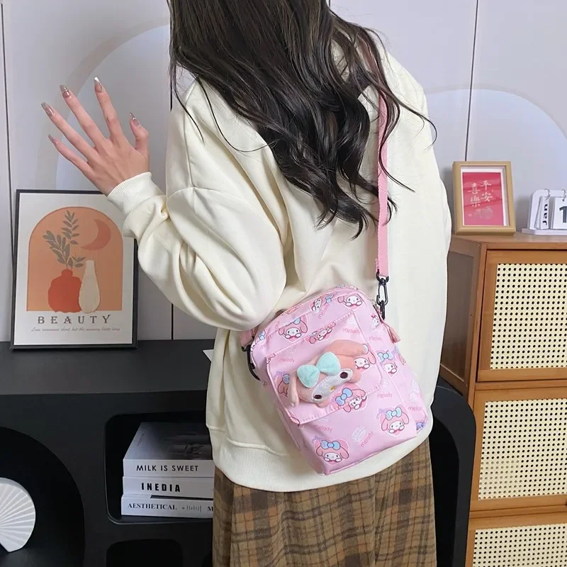 

Kuromi Crossbody Bag Summer Fresh Cartoon Bags for Woman Mini Kawaii Cartoon Cute Small Backpack Oxford Cloth Small Square Bag
