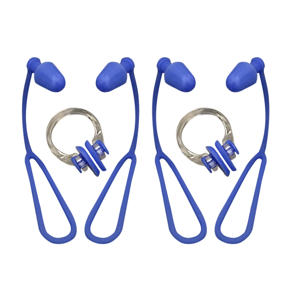 

2pcs Swim Nose Clip Ear Plug Set Waterproof Earplugs Nose Clips for Kids Adults Blue Color Soft Silicone Durable Practical Use