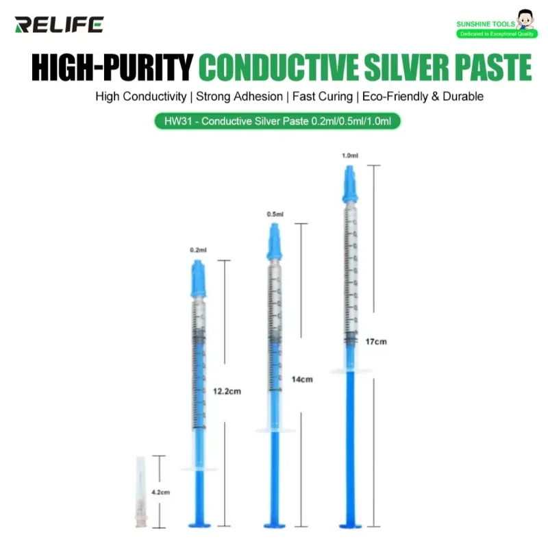 

RELIFE HW31 high-purity conductive silver paste is suitable for circuit board/cable/mobile phone circuit/keyboard repair