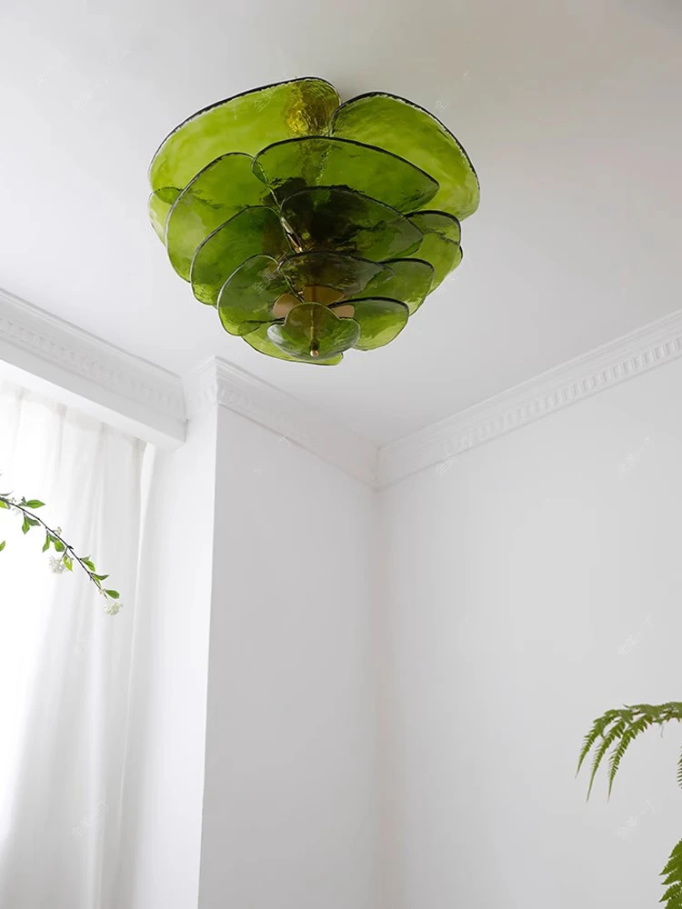 Italian Designer Vintage Glass Chandelier Green Home Decoration Transparent Hanging Lamps for Ceiling Bedroom Dining Room Lustre