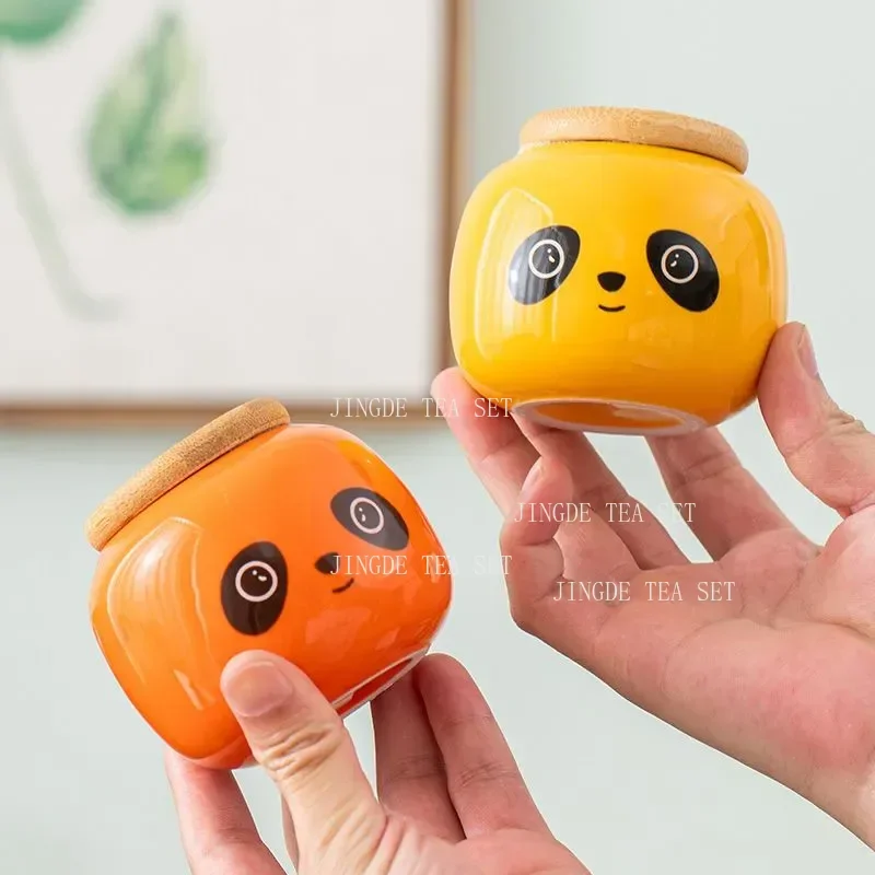 Chinese Ceramic Tea Caddy Multifunctional Storage Can Porcelain Sealed Jar Tea Set Accessories Kitchen Moisture Proof Container