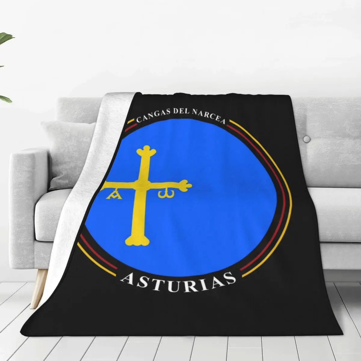 Cangas Del Narcea - Asturias Spain Badge Flag Of Asturias Blankets Flannel Sofa Throw Blankets For Couch Throws Bedspread Quilt