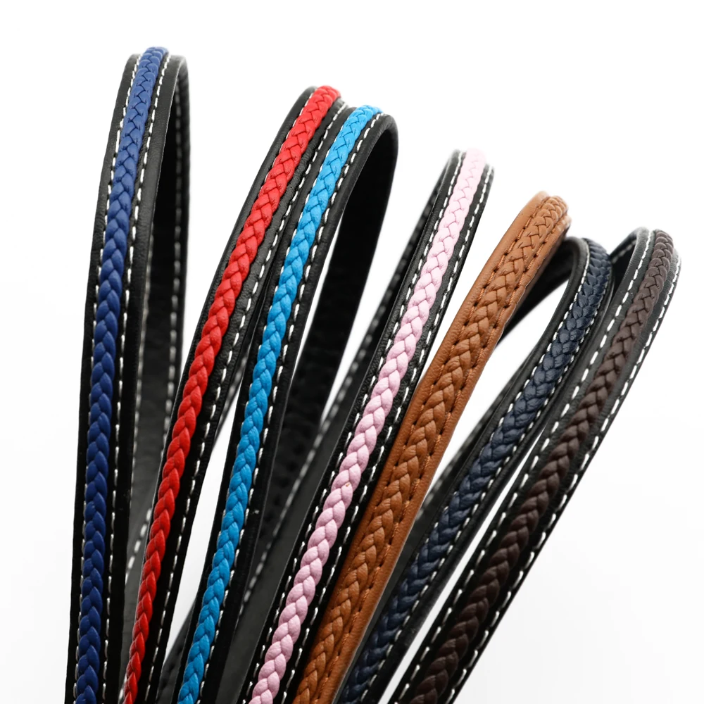 Colorful 8x4mm Flat Braided Faux Leather Bracelet Findings Pu Leather Cord String Rope Diy Bag Necklace Bracelet Jewelry Making