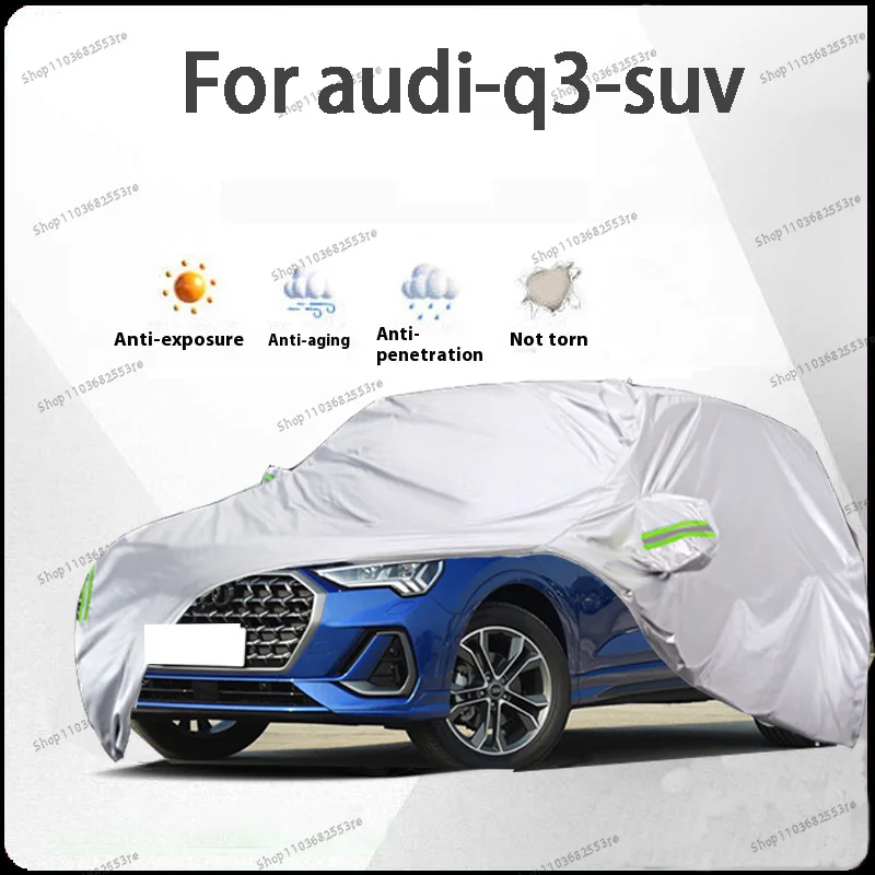 

For Audi Q3 Fit Car Cover Waterproof Dustproof Sunshade (UV) Snowproof Silve Full Cover with All-Day Protection