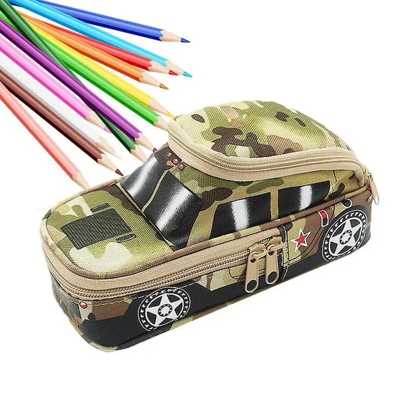 Zippered Pencil Pouch Car Shaped Large Capacity Pencil Case Cool Multipurpose Pen Pouch Stylish Pen Bag For Color Pens Paper