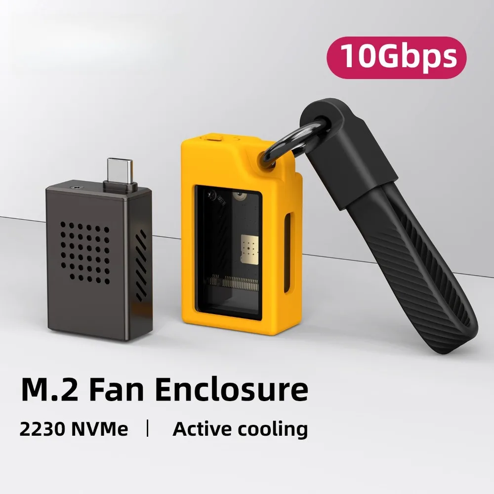 M.2 2230 NVMe SSD Enclosure with Cooling Fan, USB-C External Portable SSD Case for Laptop, Phone External Storage