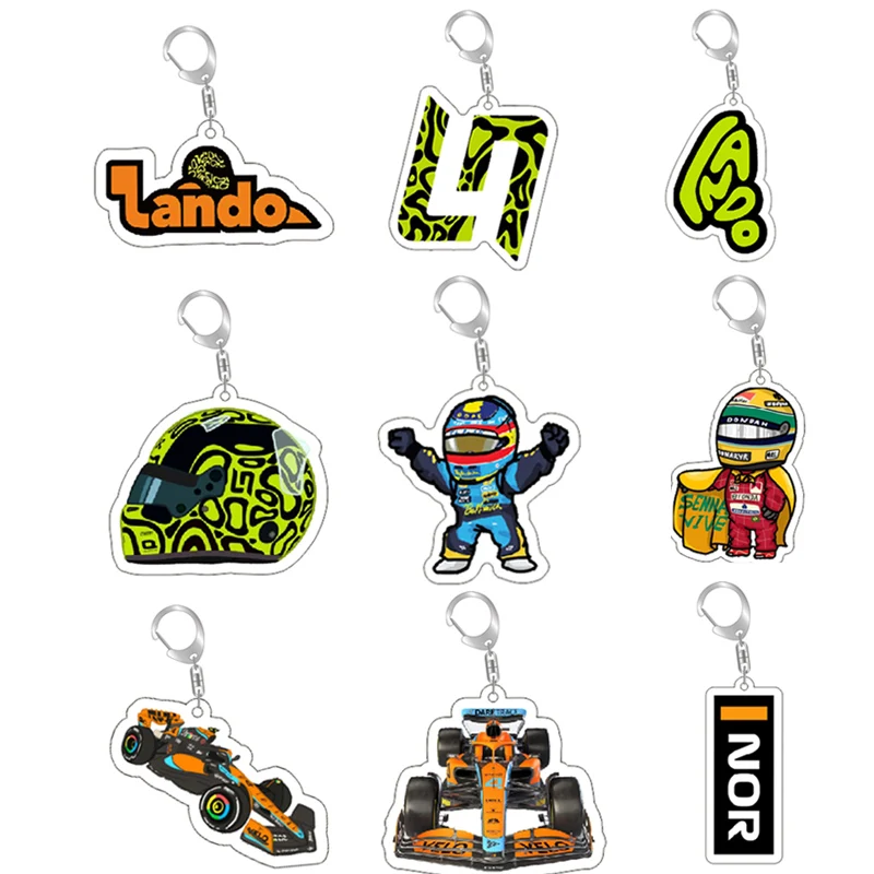 Fast Furious Racing Motorsport Keychains Anime Acrylic Cartoon Figure Bag Key Chain Metal Holder Key Ring Pendant Jewelry Gift