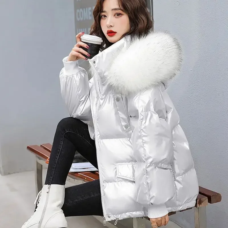 New White Duck Down Jacket Female Authentic Short Fashion Foreign Air Loose Bright Face Wash Thick Bread Suit Winter Coats Women