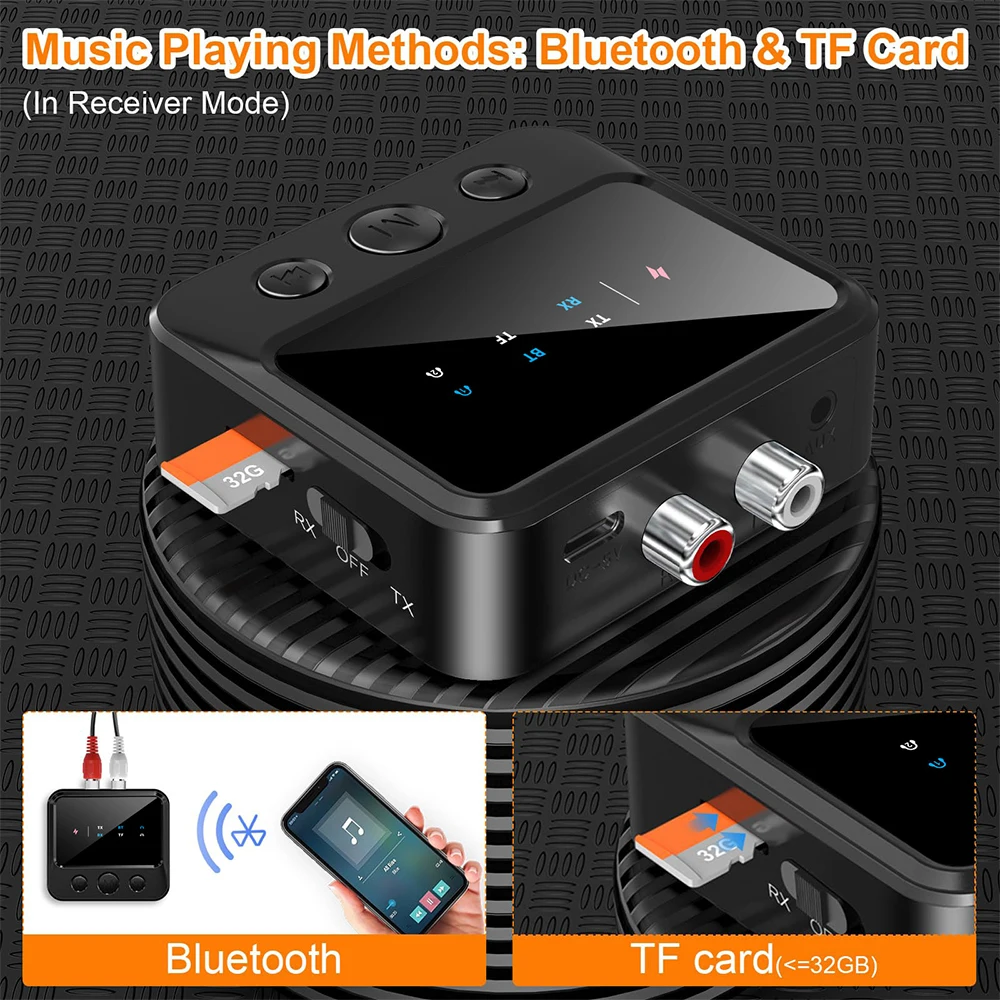 Bluetooth-compatible Audio Receiver Transmitter 5.4 Wireless Adapter 3.5mm AUX RCA for TV PC Headphones for Old Audio Speaker view 2